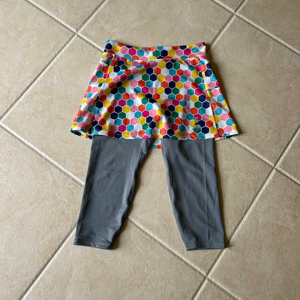 Colorful Hexagon Skirted Leggings for Women